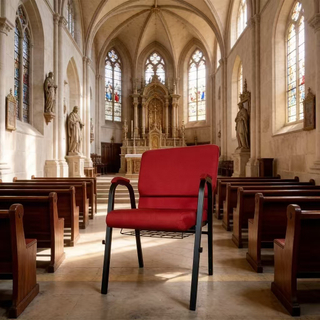 Stackable Iron Frame Church Chair With Arm Linen Fabric Thick Foam Padded Worship Chair Custom Color For Religious Venue Auditorium Bulk Supply