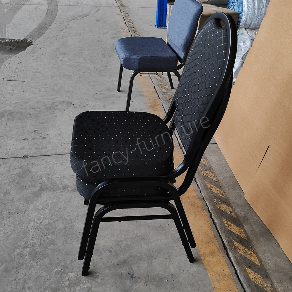 Factory Direct Cheap Wholesale Modern Durable Commercial Iron Stackable Solid Back Foam Cushion Banquet Chair