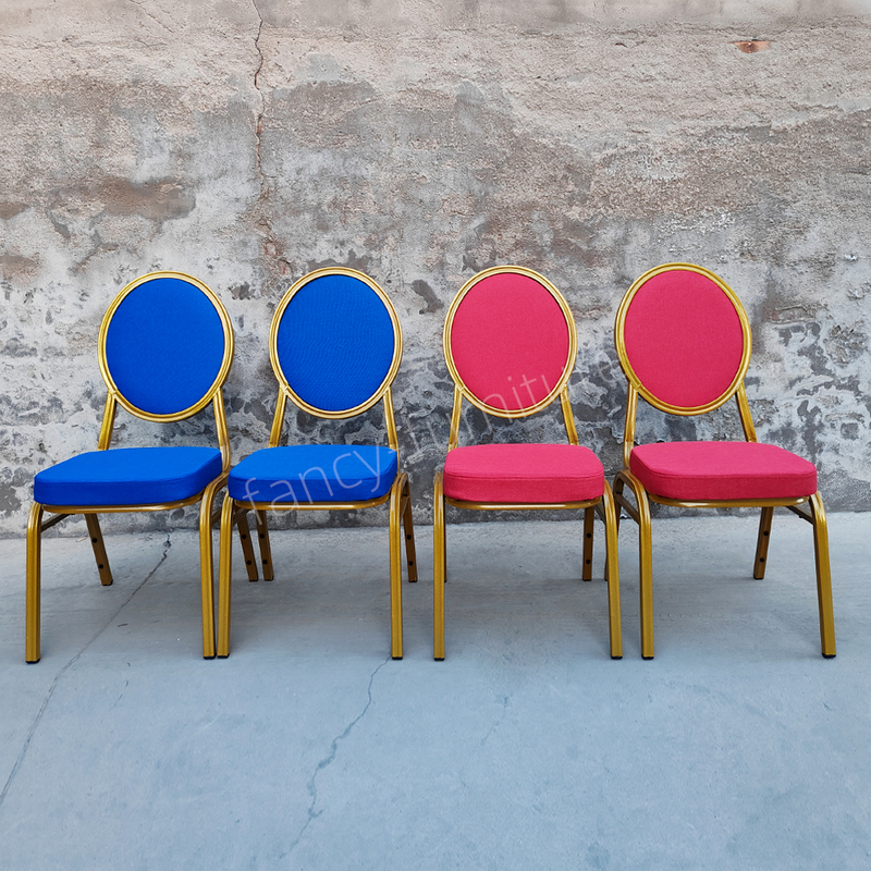Modern Stackable Iron Round Head Solid Back Banquet Chair with Durable & Stable Design for Hotel Banquet Use
