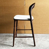 Modern Walnut Solid Wood Bar Stool with Upholstered Cushion, Curved Back Counter Height Chair for Kitchen & Bar