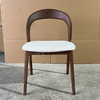 Nordic Style Ash Wood Upholstered Dining Chair, Curved Back Design with Soft Cushion for Living Room & Cafe