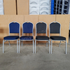 Fancy Banquet Chair Modern Metal Fabric Stackable Stable Commercial Hotel Dining Chair Solid Back Foam Cushion Iron Legs Outdoor