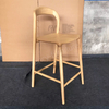Modern Solid Wood Bar Stool, Curved Backrest Counter Height Chair, Natural Ash Wood Finish for Kitchen & Bar
