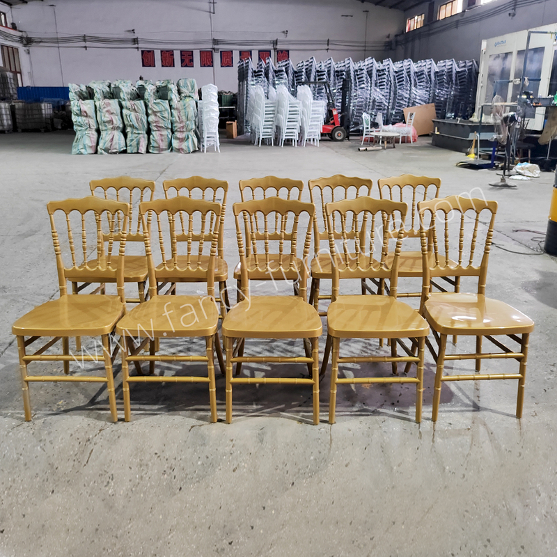 Elegant Gold Napoleon Chiavari Chair Stackable Durable Chair for Wedding Venues Banquet Halls & Bulk Event Rental Orders
