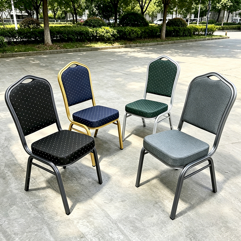 Good Quality Wholesale Chinese Design Stackable Durable Fabric Banquet Chairs Customizable Logos Commercial Use Event Seating