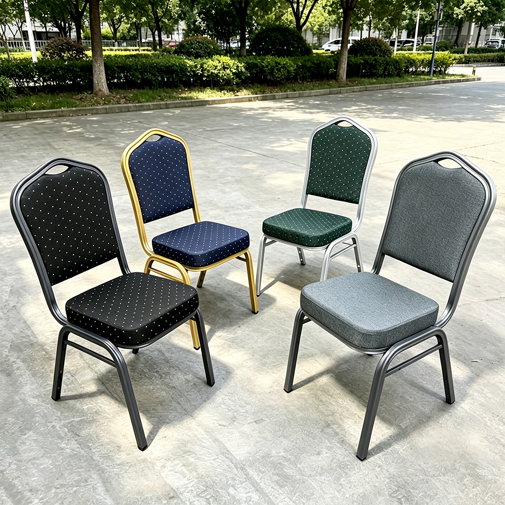 Hot Set Wholesale Chinese Design Stackable Durable Fabric Banquet Chairs Customizable Logos Commercial Use Event Seating