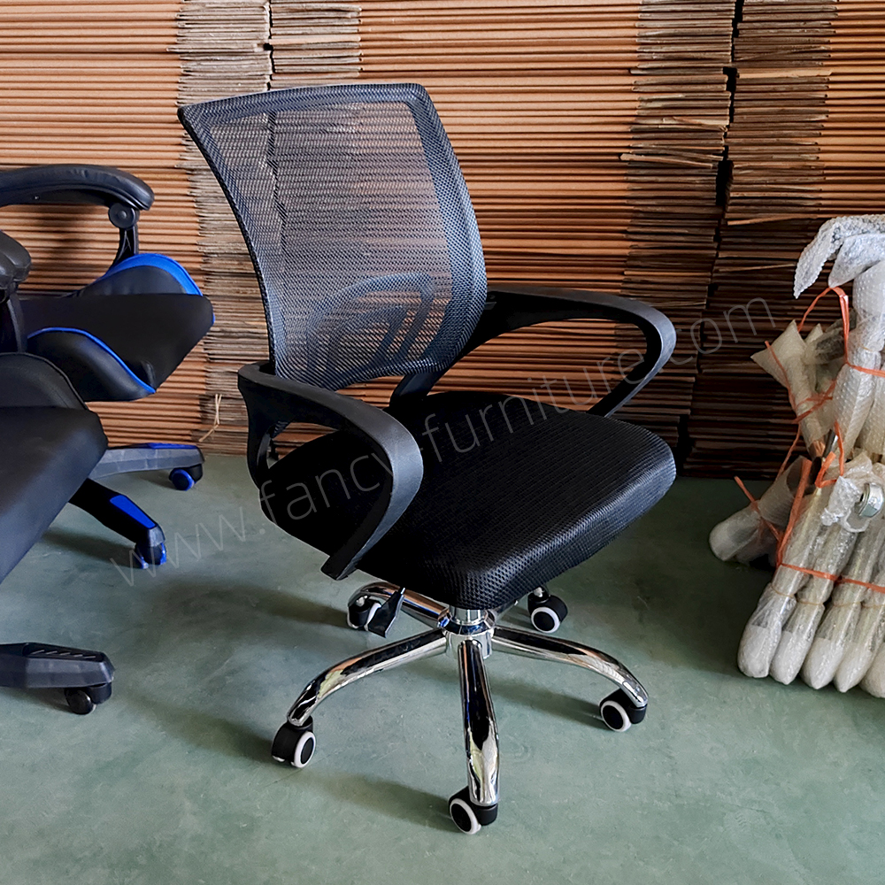Breathable Mesh Office Chair Ergonomic Swivel Desk Chair Height Adjustable Staff Computer Chair with Lumbar Support & Wheels