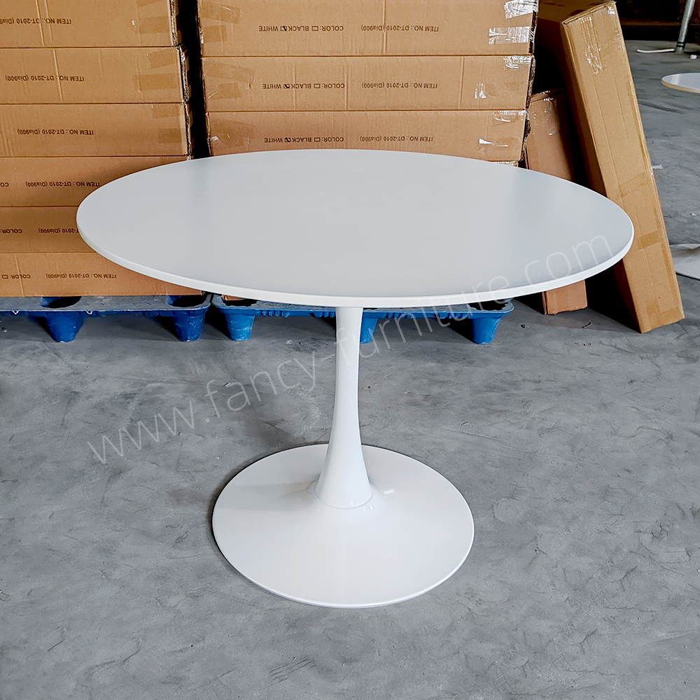 Nordic Minimalist Tulip Dining Table Durable Eco-Friendly MDF Top Metal Base Black/White for Hotel Kitchen Cafe Living Room