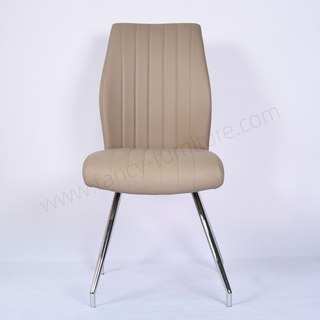Luxury PU Leather Dining Chair with Electroplated Frame for Hotel Banquet Restaurant