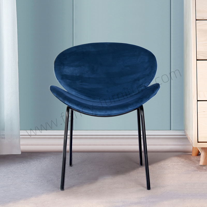 High End Comfortable Velvet Dining Chair Featuring Black Ripple Legs for Commercial & Household