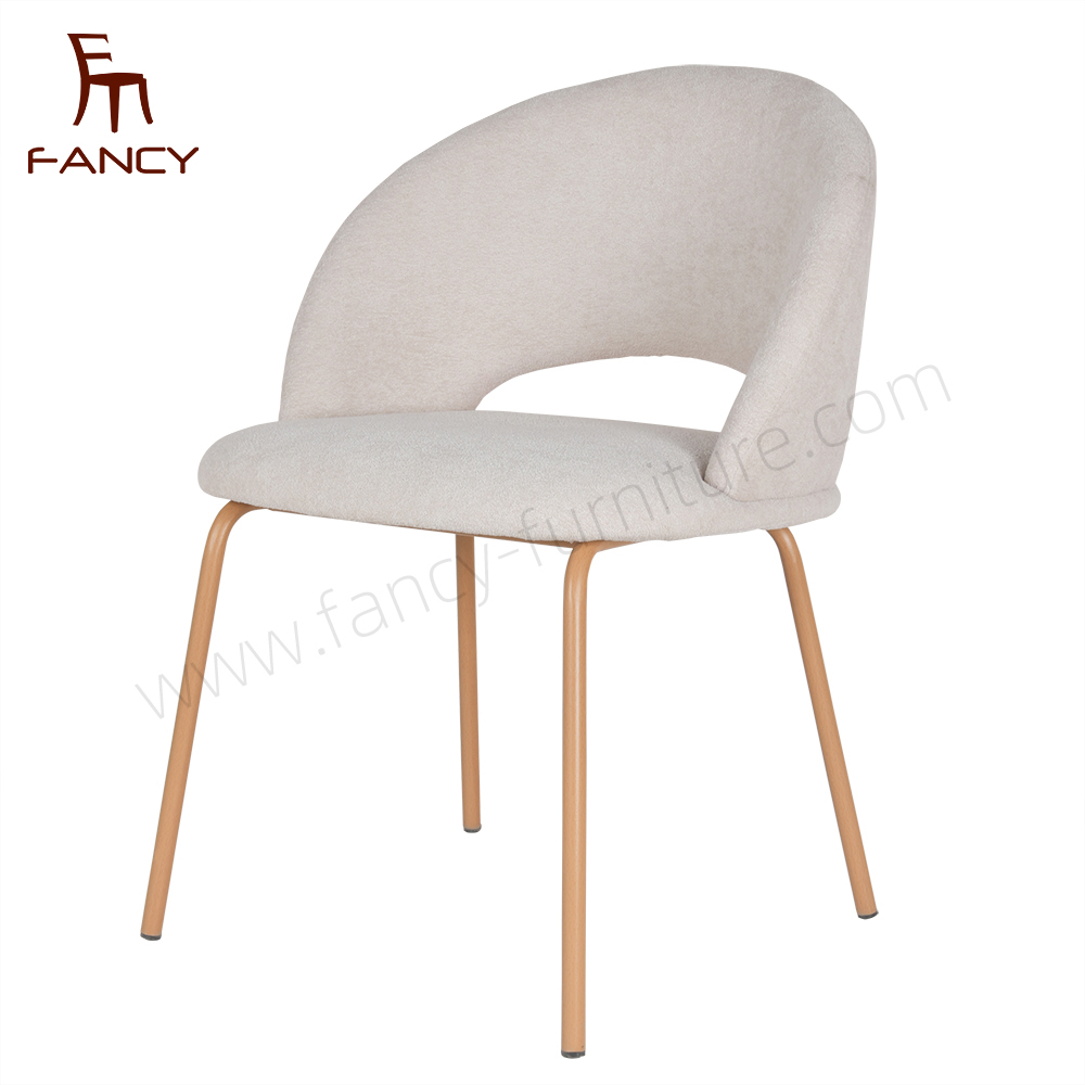High-End European Design Dining Chairs for Home Office And Hotel Wood Grain Metal Legs Popular High Quality Furniture