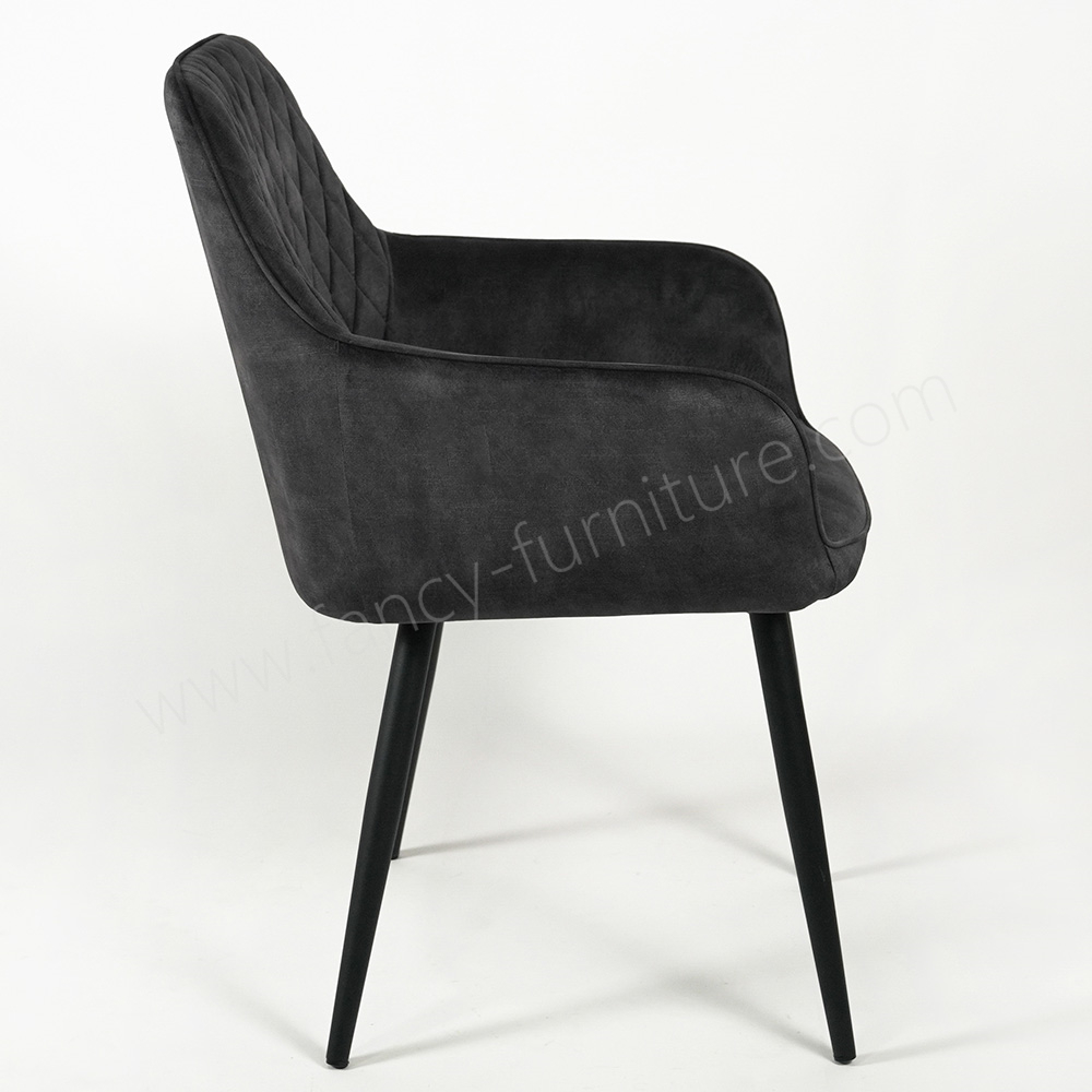 High-Back Velvet Dining Arm Chair, Soft Plush Fabric Dining Chair with Stable Metal Legs for Dining Rooms, Living
