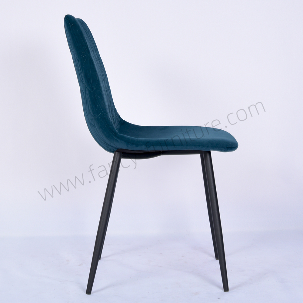 Factory Direct Velvet Dining Chair with Black Ripple Legs Customizable Upholstered Chair