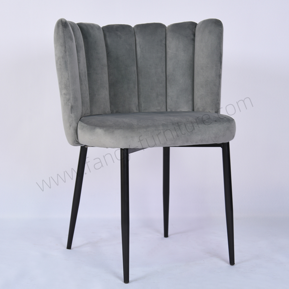 Modern Hotel Dining Chair with Dutch Velvet Upholstery And Black Spray Frame Home Furniture