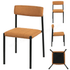 Nordic Style Linen Fabric Dining Chair, Curved Backrest Side Chair with Sturdy Metal Legs for Dining Room
