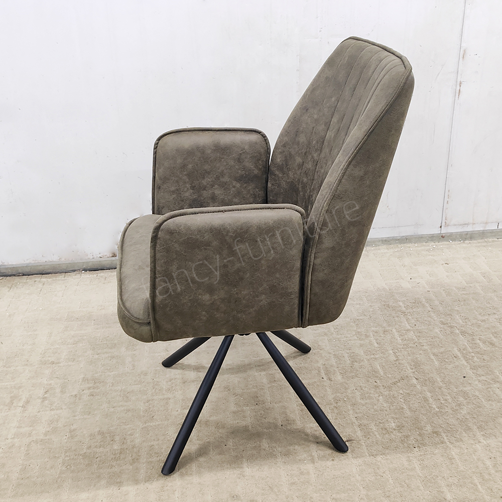 Modern Soft Upholstered Dining Chair, Tech Fabric Upholstery with Black Metal Legs for Living Room & Dining Room