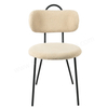 Soft Teddy Boucle Dining Chair, Comfortable Upholstered Kitchen Chair with Sturdy Black Legs