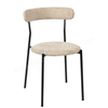 Breathable Linen Curved Back Dining Chair, Soft Fabric Kitchen Chair with Sturdy Black Metal Frame