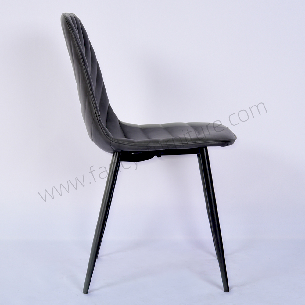 Modern High Quality Black PU Leather Dining Chair Comfortable Ergonomic Chair for Home Restaurant Cafe