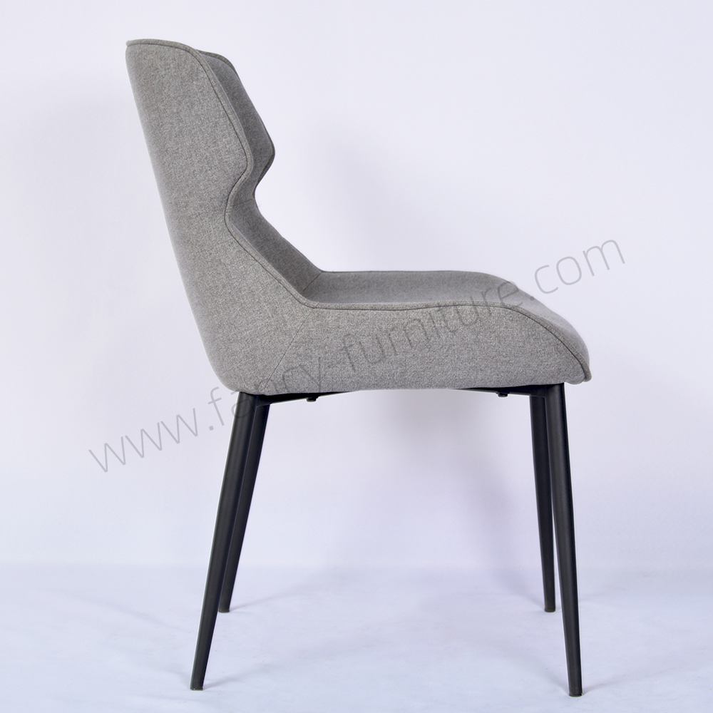 Modern Linen Upholstered Dining Chair Black Metal Tube Legs Stable Soft Dining Room Side Chair Non Foldable Durable Fabric Dining Chairs For Home Restaurant Hotel Cafe Use
