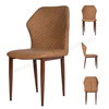 Modern Light Luxury PU Leather Upholstered Dining Chair with Wood Effect Metal Legs, Durable Soft Padded Side Chair for Home Kitchen Restaurant Hotel Cafe Banquet Coffee Shop Wholesale