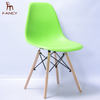Cheap living room use plastic chair with wood legs 