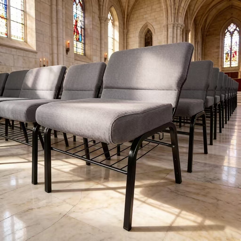 High Density Foam Custom Logo Modern Design Durable Comfort Church Chair for Religious Commercial Use