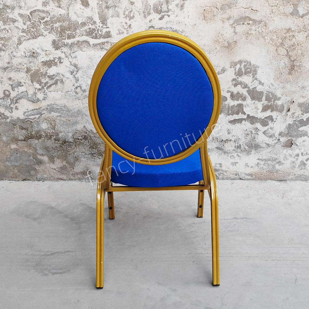 Modern Stackable Iron Round Head Solid Back Banquet Chair with Durable & Stable Design for Hotel Banquet Use