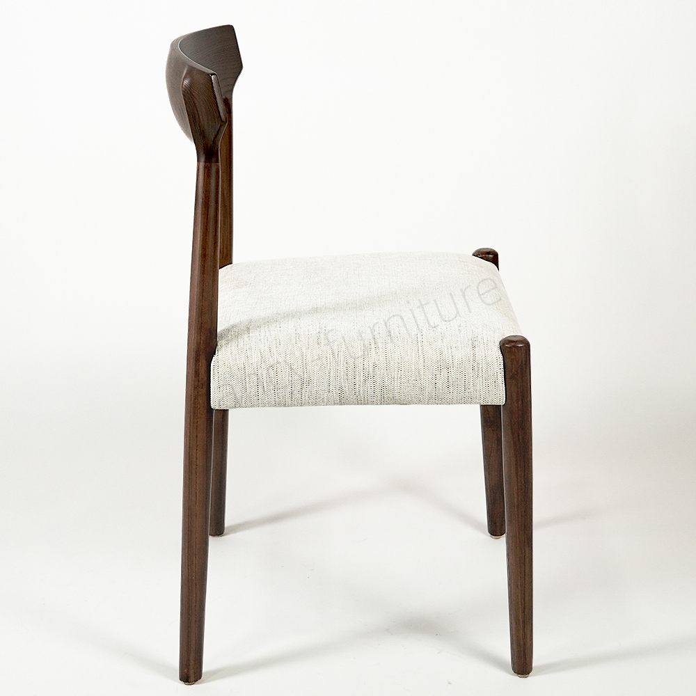 Modern Ash Wood Dining Chair with Soft Fabric Upholstered Seat, Mid-Century Style for Home Kitchen & Restaurant