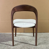 Nordic Style Ash Wood Upholstered Dining Chair, Curved Back Design with Soft Cushion for Living Room & Cafe