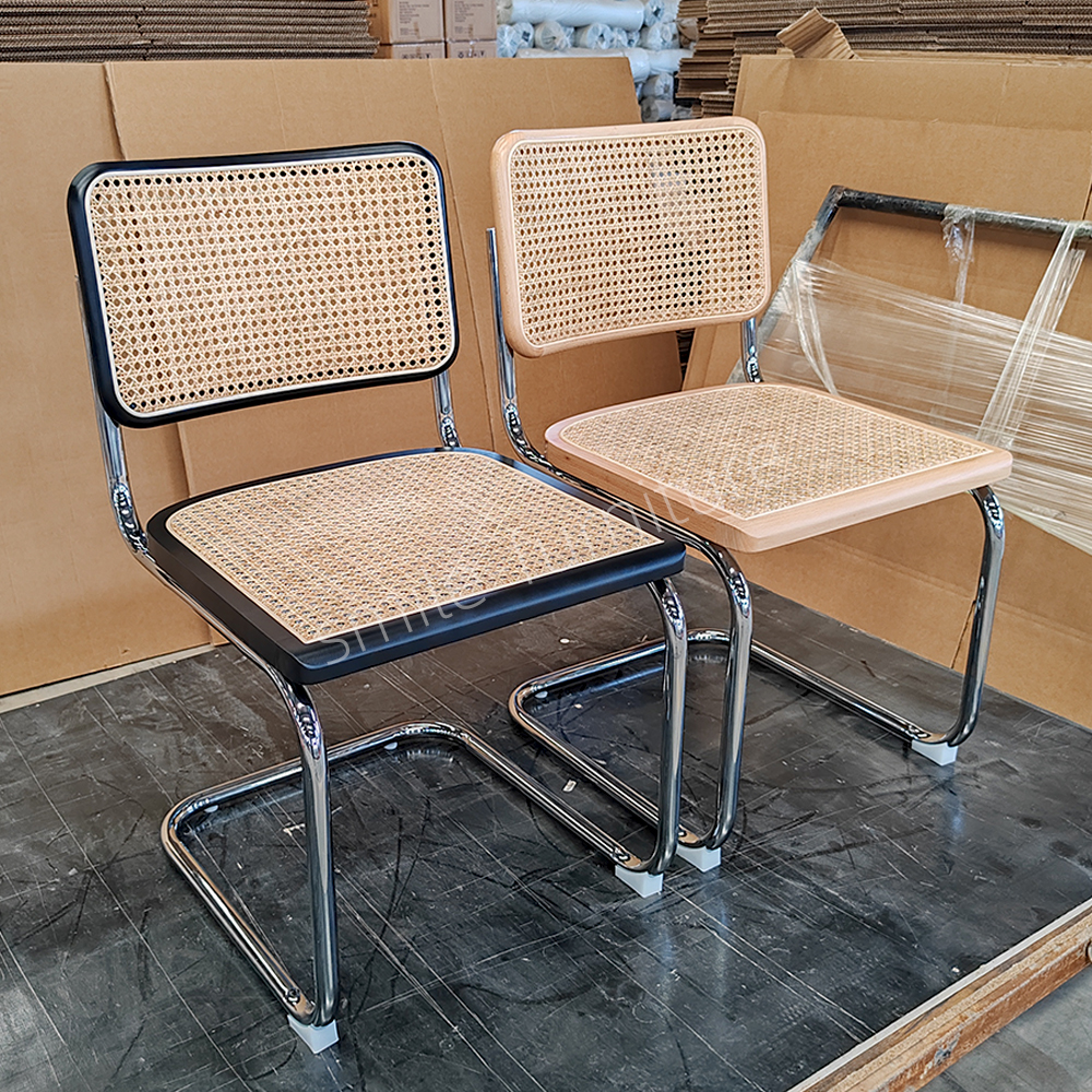 Armless Rattan Accent Chair, Natural Beech Wood Trim Plastic Rattan Backrest Chair with Electroplated Metal Legs for Home Dining