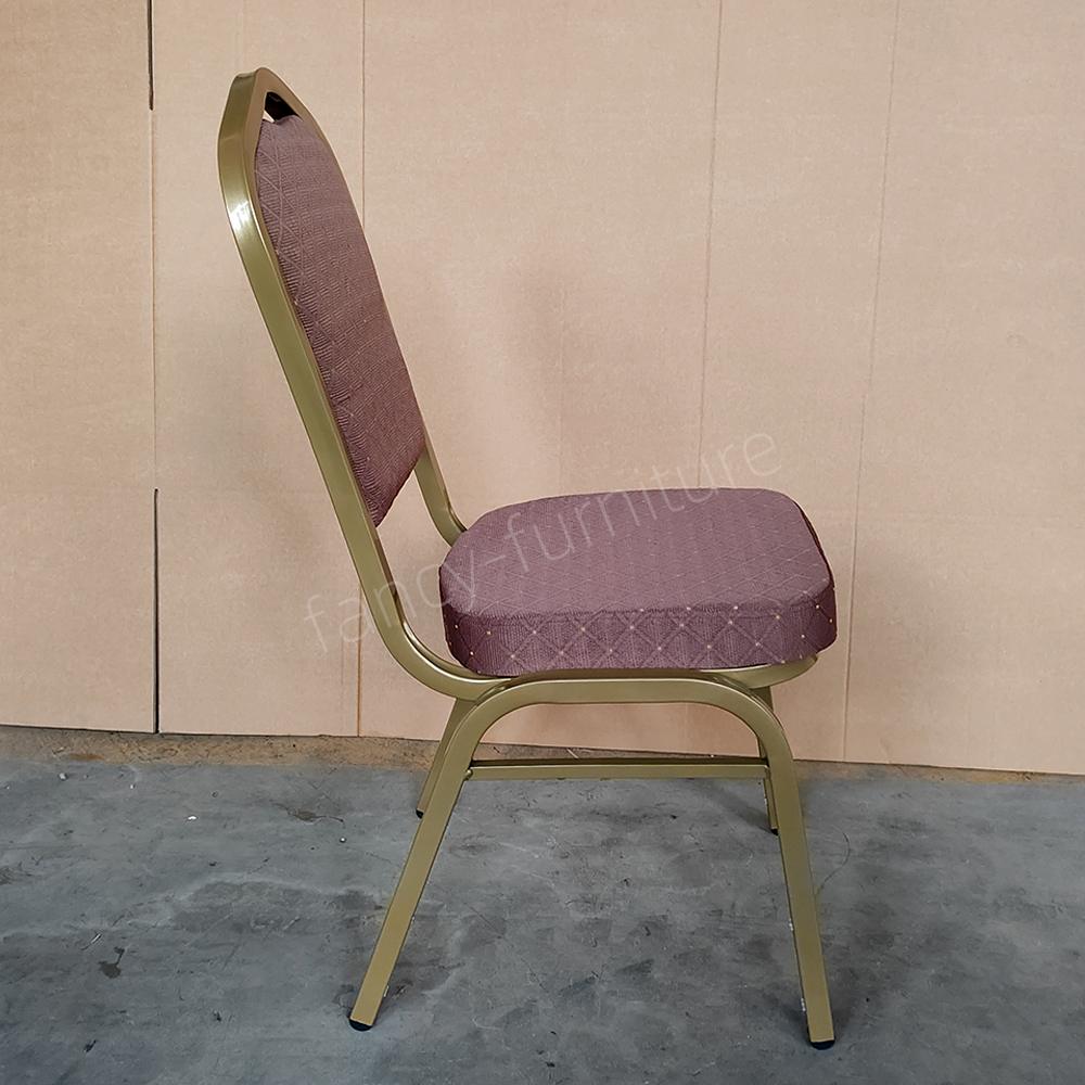 Modern Iron Stackable Stable Commercial Dining Hotel Banquet Chairs Solid Back Foam Cushion Fabric Cover Indoor/Outdoor Banquet Chairs