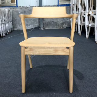 Nordic Modern European Design Peninsula Dining Chair Natural Finish Ash Solid Wood Armchair for Home Furniture & Hotel Use