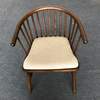 Nordic Style Modern Ergonomic Windsor Arm Chair with Cushion Solid Rubber Wood Dining Chair for Home Restaurant Hotel