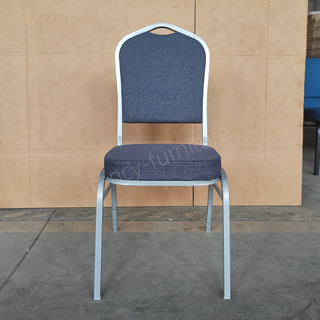  Banquet Chair Modern Metal Fabric Stackable Stable Commercial Hotel Dining Chair Solid Back Foam Cushion Iron Home Office