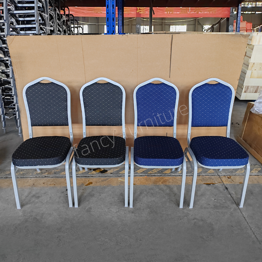 Wholesale Stackable Indoor Banquet Chairs-Modern Design Solid Back Foam Cushion Iron Legs Stable Commercial Hotel Dining Chairs