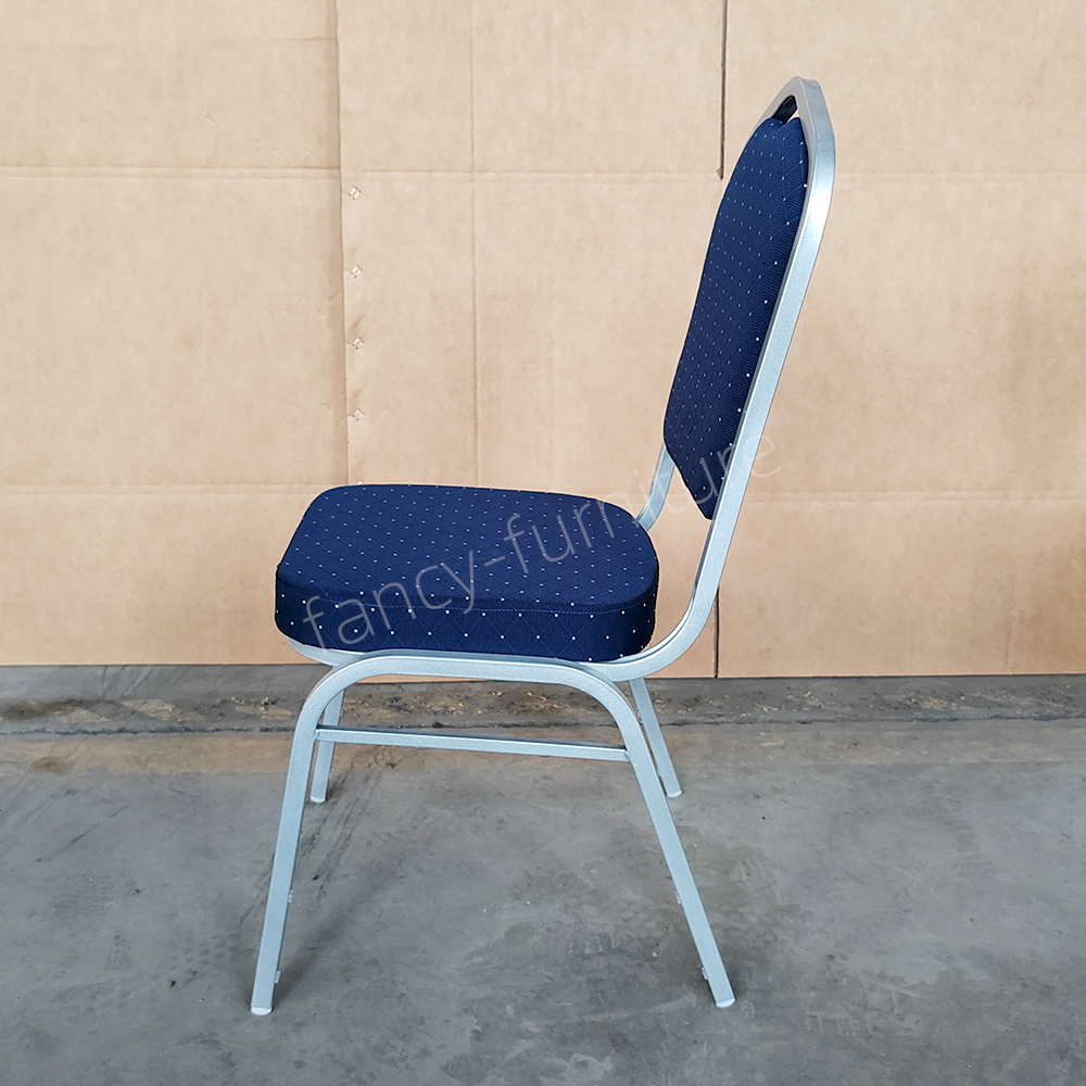 Modern Stackable Metal Fabric Iron Legs Solid Back Commercial Foam Cushion for Indoor/Outdoor Use Banquet Chair