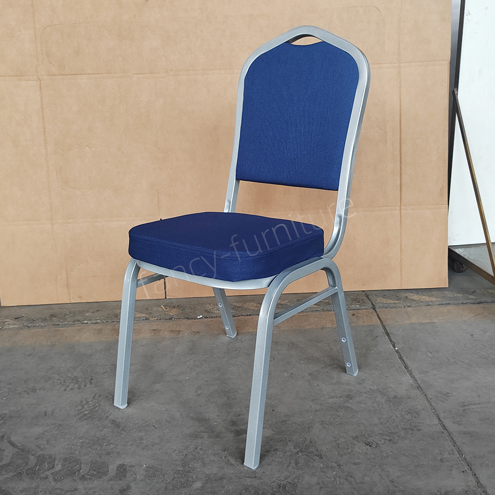 Modern Commercial Iron Dining Banquet Chairs with Metal Legs Fabric Seats Stackable Design for Hotel Wedding & Party Events