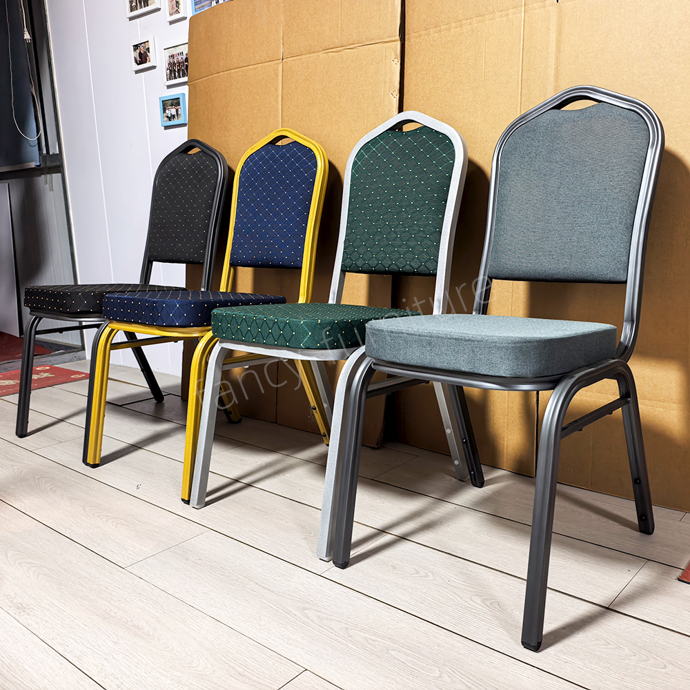 Factory Sale Wholesale Chinese Design Stackable Durable Fabric Banquet Chairs Customizable Logos Commercial Use Event Seating