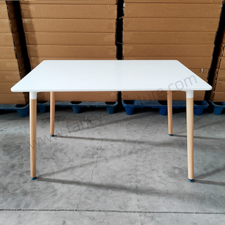 Minimalist White/Black Dining Table with Solid Beech Wood Legs And Stable X-Support Base for Kitchen Cafe Or Office Use