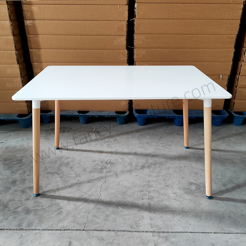 Minimalist White/Black Dining Table with Solid Beech Wood Legs And Stable X-Support Base for Kitchen Cafe Or Office Use