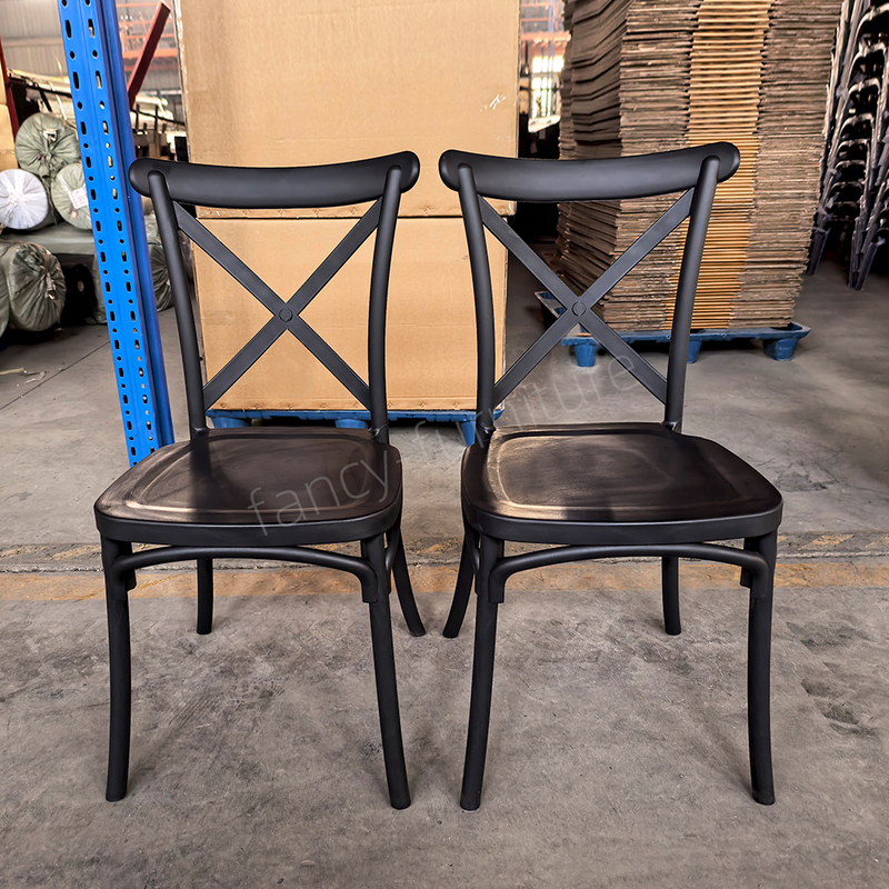 Factory Wholesale Plastic Cross Back Chair, Stackable X-Back Dining Chair for Wedding & Banquet, Custom Color Supported