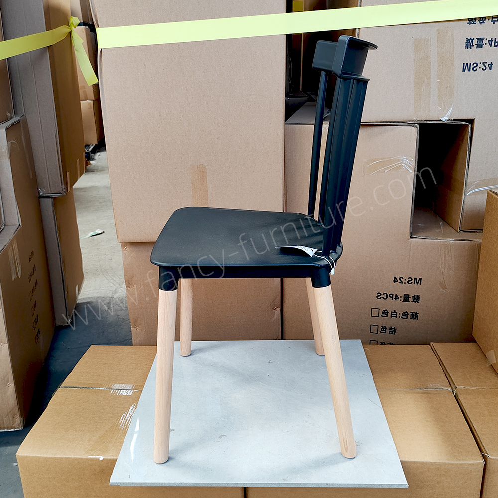 Modern Windsor Dining Chair, Plastic Seat & Backrest with Beech Wood Legs, Ideal for Kitchen, Living Room, Stackable Design