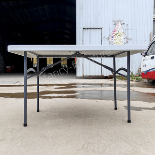 White Folding Plastic Table - Heavy Duty HDPE Rectangular Foldable Table for Outdoor Camping Party Banquet Events