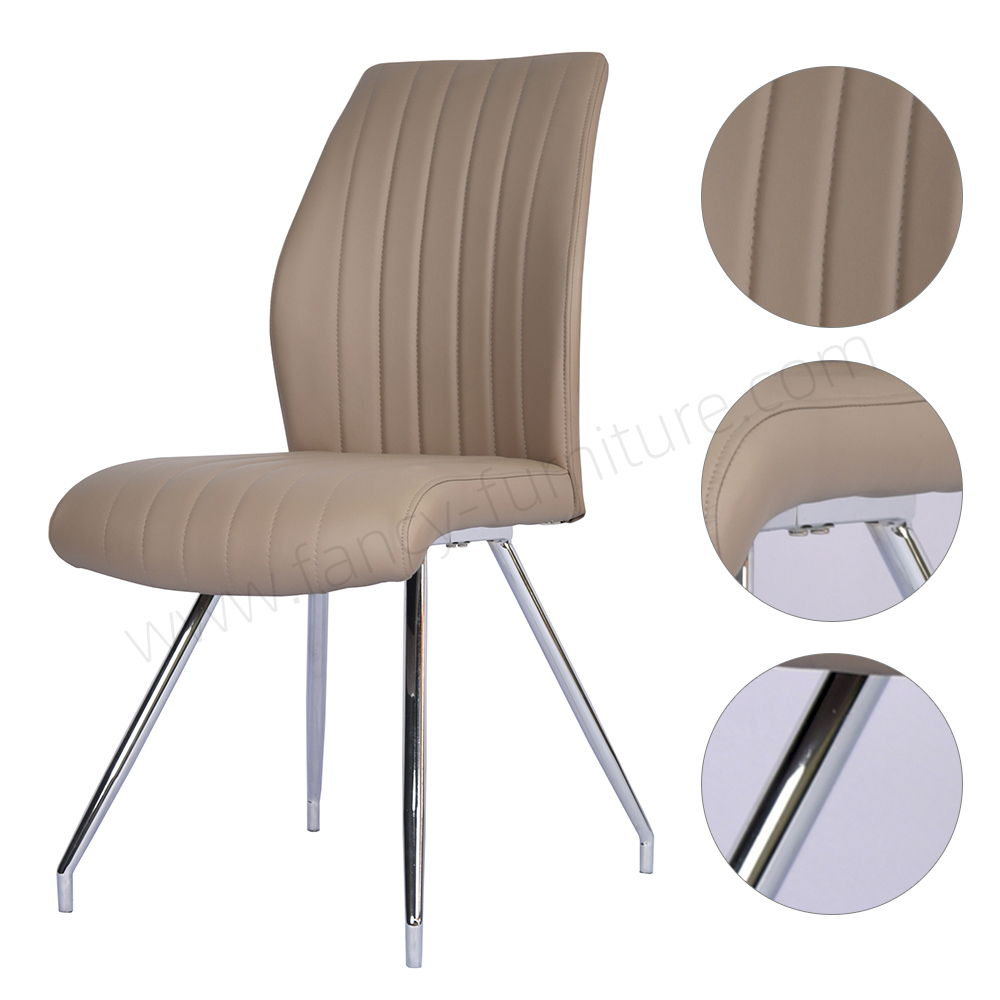 Luxury PU Leather Dining Chair with Electroplated Frame for Hotel Banquet Restaurant