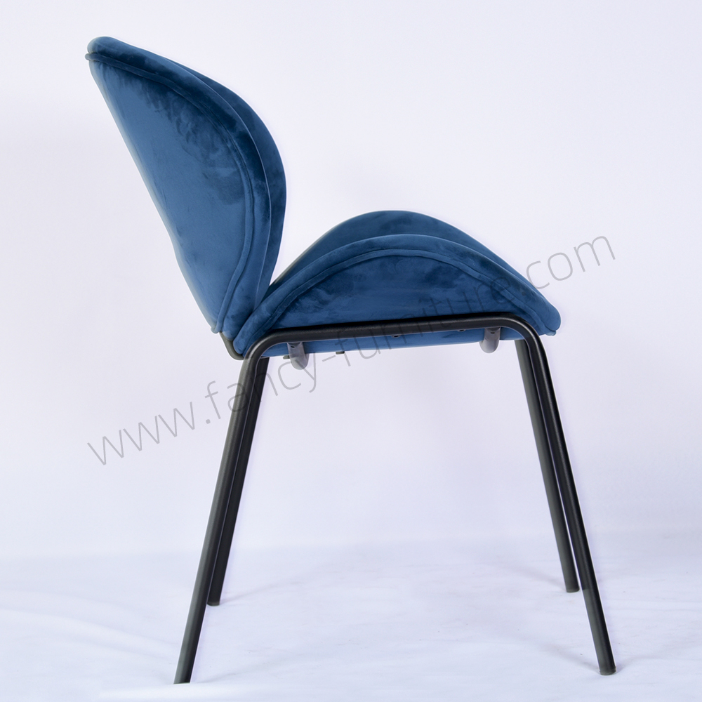 High End Comfortable Velvet Dining Chair Featuring Black Ripple Legs for Commercial & Household