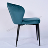 Luxury Modern Velvet Upholstered Dining Chair Black Metal Legs Durable Non Foldable Accent Chair for Home Hotel Restaurant Cafe Banquet 