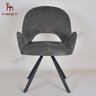 Black Powder Coating Legs Fabric Modern 360 Degree Swivel Dining Chair
