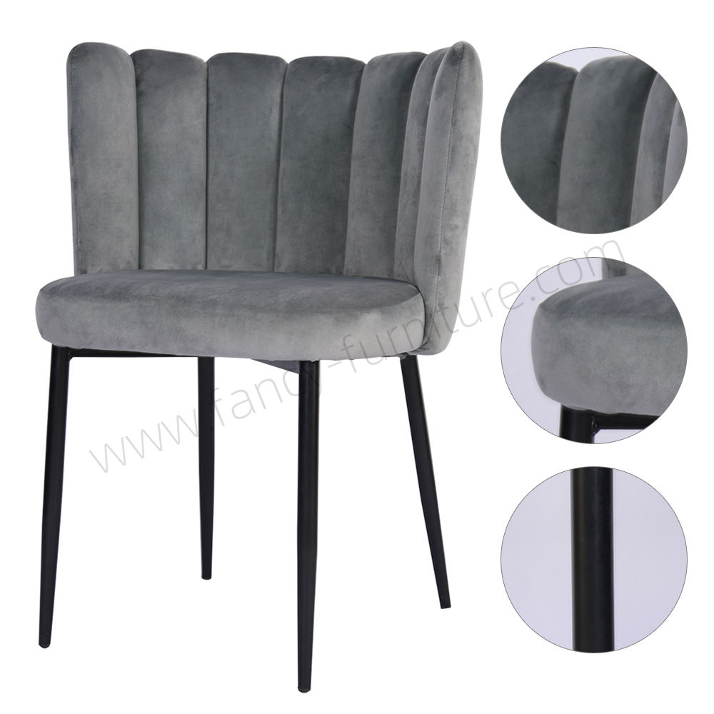 Modern Hotel Dining Chair with Dutch Velvet Upholstery And Black Spray Frame Home Furniture