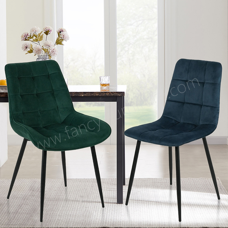 Comfortable Tufted Velvet Dining Chair, Modern Accent Chair with Metal Legs for Dining Room & Commercial Use